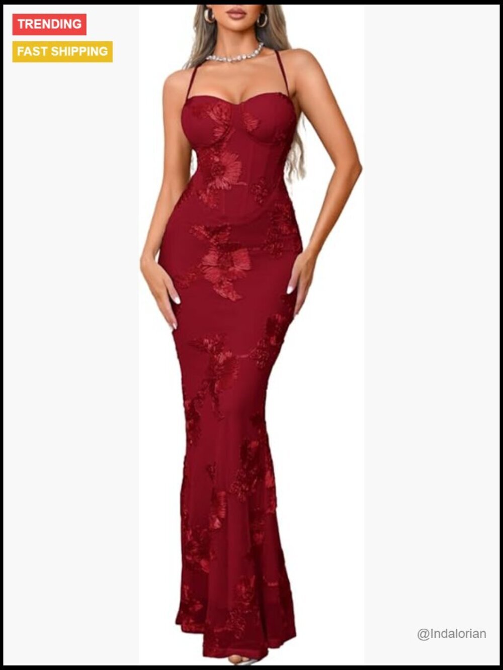 Polyester Formal Floor Length Backless Mermaid Cocktail Dress